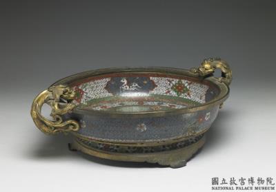 图片[2]-Copper washer in cloisonne enamels with chi-dragon handles and Xuande reign mark , Ming dynasty (1368-1644)-China Archive